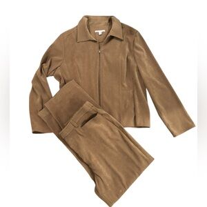 JM Collection Women’s Tan Suede Professional Plus Size Pants Suit-size 16
